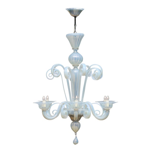 Italian Classic Venetian Glass Chandelier, Iridescent, Murano, Italy For Sale - Image 3 of 9