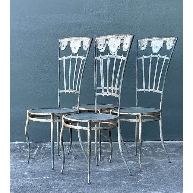 Metal Vintage Boho Wrought Iron Carousel Chairs - Set of 4 For Sale - Image 7 of 12