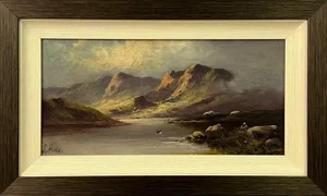 Mountain Lake Oil Painting by 19th Century British Artist Active Circa 1873–1902