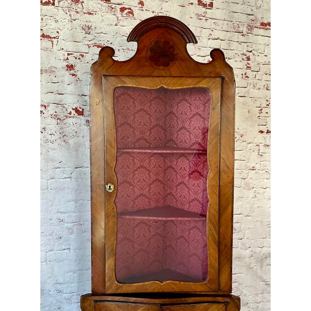 18th Century Italian Inlaid Walnut Two-Part Corner Cupboard For Sale - Image 12 of 13