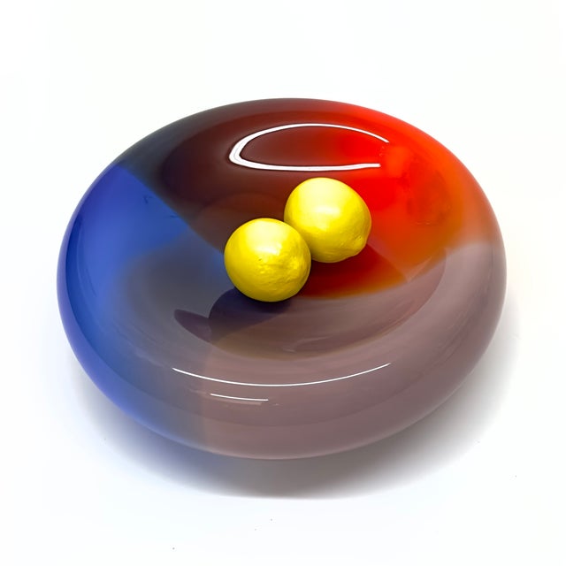 Colorful Mid-Century Modern Double-Walled Glass Bowl Attributed to Flavio Poli for Murano For Sale - Image 4 of 13