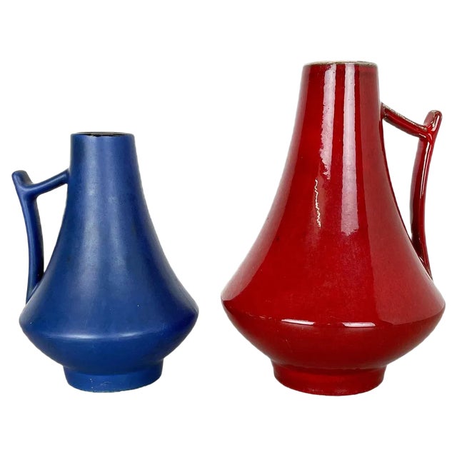 Black-Red Fat Lava Vases from Jopeko, Germany, 1970s, Set of 2 For Sale