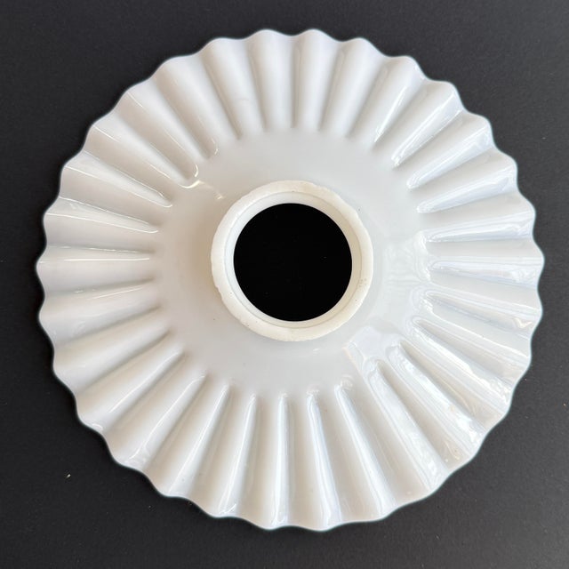 1930s Antique White Opaline Glass “Frill” Pendant Light, 1930s For Sale - Image 5 of 7