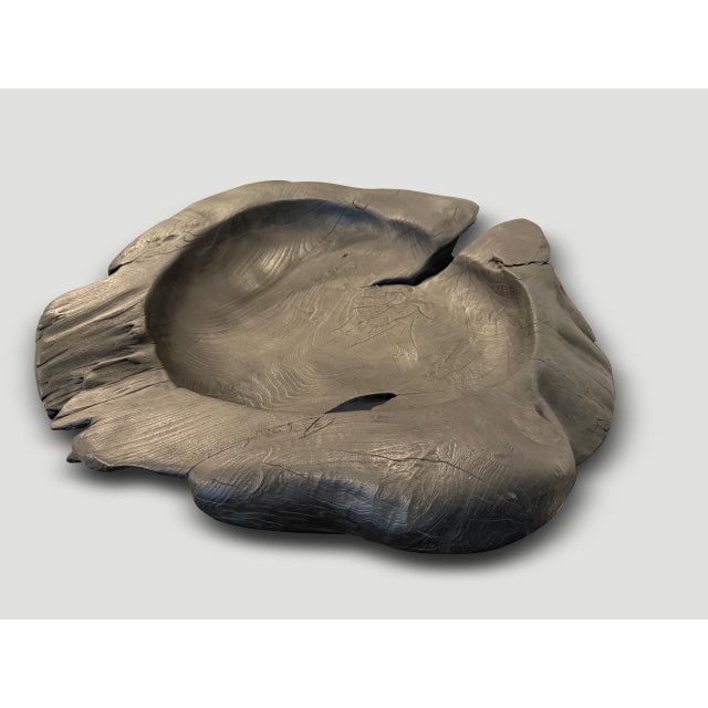Contemporary Andrianna Shamaris Over Sized Charred Sculptural Teak Wood Vessel For Sale - Image 3 of 6