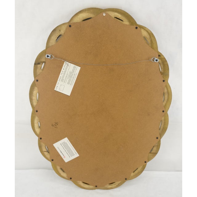 Gold Oval Gold Leaf Gilt Pie Crust Style Frame Wall Mirror Mid Century Modern MINT For Sale - Image 8 of 9