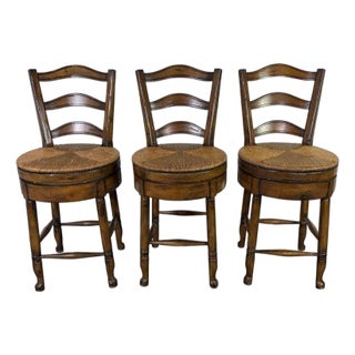 Set of Three Mid-20th Century French Provincial Bar Stools For Sale