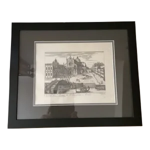 Mid 20th Century Antique Italian Neoclassical Veduta Della Basilica Di S. Paolo Print Signed and Stamped, Framed