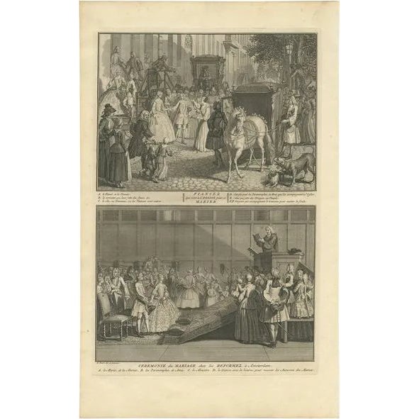 B. Picart, Illustration of Marriage Ceremonies in Amsterdam, Netherlands, 1730, Print For Sale