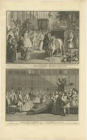 B. Picart, Illustration of Marriage Ceremonies in Amsterdam, Netherlands, 1730, Print