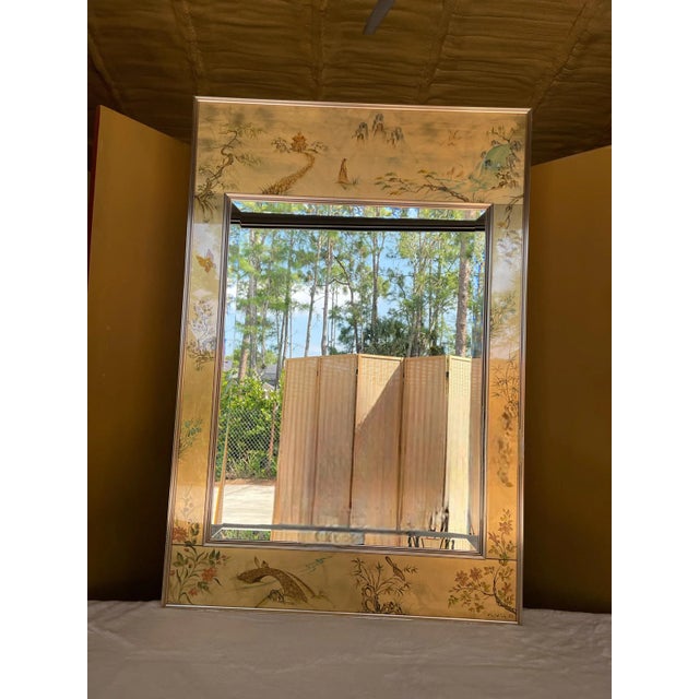 Bring a touch of history and elegance into your home with this Vintage 1980s La Barge Chinoiserie Mirror. Hand-painted and...