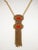 Mid-Century Modern 1950s Goldtone Filigree and Faux Coral Pendant Necklace For Sale - Image 3 of 9