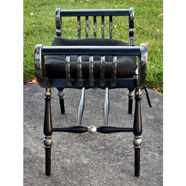 Curule Vanity Stool Bench Roman Slatted Saddle Seat Chair Hollywood Regency For Sale - Image 12 of 14