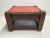 1960s Bohemian Wood Stool Red Vinyl Small and Low For Sale - Image 5 of 5