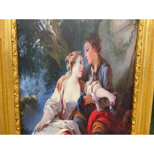 1970s French Louis XVI Gold Beech Fabric Frames 2pc For Sale - Image 9 of 18