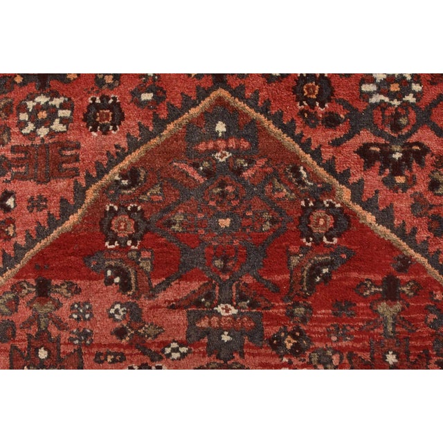 Red Hamedan Runner 3’6” X 9’7” Red Wool Vintage Tribal Hand-Knotted Oriental Rug For Sale - Image 8 of 14
