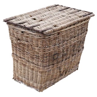 Large Antique Cane Strong Log or Storage Basket, 1920s For Sale