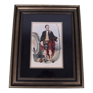 Original Antique Mackinnon Highlander Lithograph by Bosley 1845 Framed Print For Sale