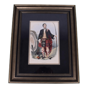 Original Antique Mackinnon Highlander Lithograph by Bosley 1845 Framed Print