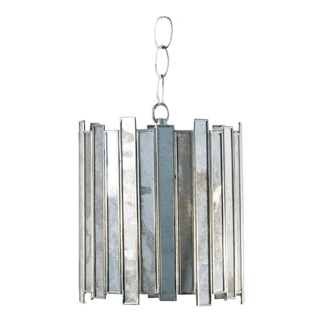 Worlds Away Antique Mirror Faceted Mini Pendant For Sale