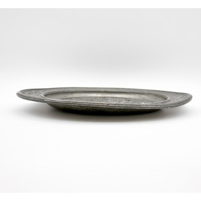 Antique Sks Zinn Pewter Hanging Plate, Germany with Farming Sheppard Scene For Sale - Image 10 of 12