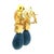 1980s Italian Carved Lapis Topaz Diamond 18k Gold Drop Earrings, Pair For Sale - Image 12 of 17