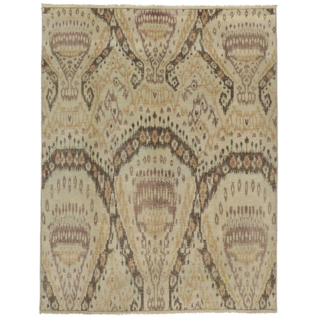 Early 21st Century Vintage Earth-Tone Ikat Rug, 7'9 X 10'00 For Sale - Image 10 of 10