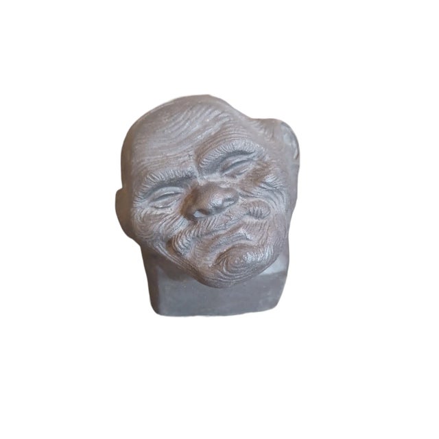 Vintage signed porcelain/ceramic sculpture by Hassan Heshmat a famous Egyptian sculptor.. Sculpture is of an elders face....