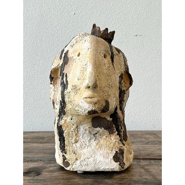 Cream Vintage Original Studio Pottery Bust For Sale - Image 8 of 12