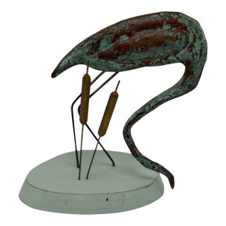 Vintage Metal Bird Sculpture For Sale