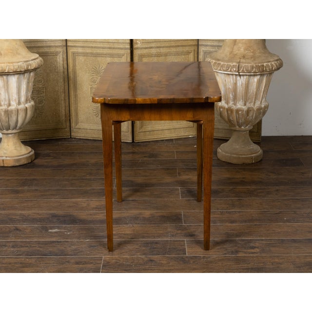 Wood French 19th Century Walnut Side Table with Quarter Veneer and Single Drawer For Sale - Image 7 of 12