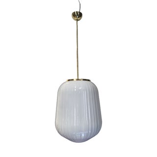Italian Brass and Glass Pendant Light, 1970s For Sale