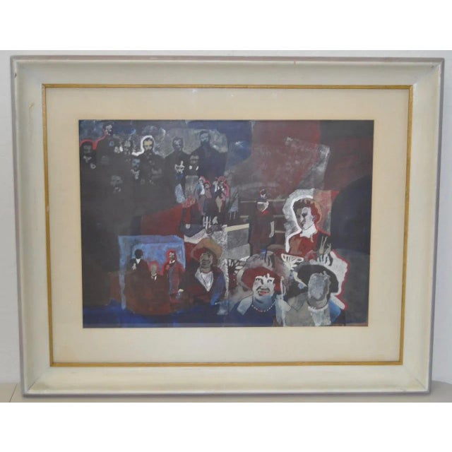 Thomas Sparacino "Family" Mixed Media Painting C.1970s For Sale - Image 9 of 9