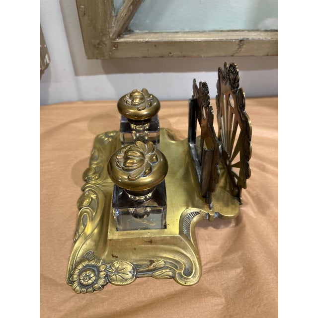 Antique Double Inkwell With Letter Rack For Sale In Boston - Image 6 of 8