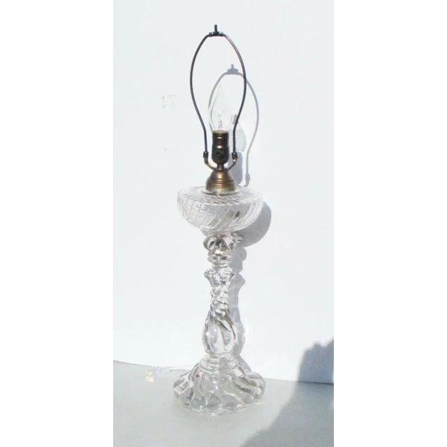 Mid-Century Modern Antique Electrified Oil Lamp in Style of Baccarat For Sale - Image 3 of 6