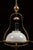 Metal Late 19th Century Brass Triple-Arm Early Gas-Electric Chandelier With Milk Glass Shades For Sale - Image 7 of 8
