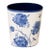 Matthew Izzo Home Wastebasket - Hand Painted Oval Tole Metal With June Blue Hydrangea Design For Sale