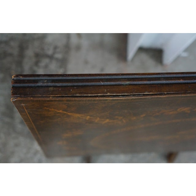 Vintage Regency Style Matchbook Walnut Burl Folding Bridge Card Poker Game Table For Sale - Image 13 of 17