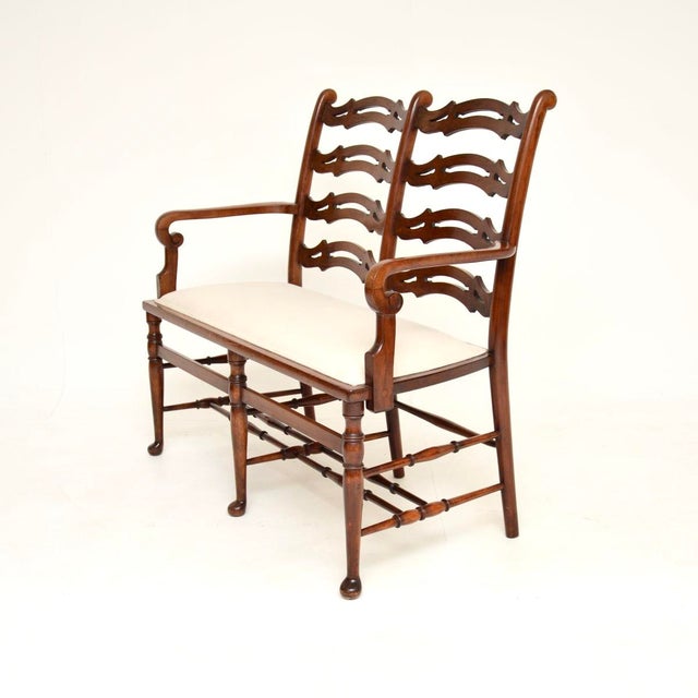 Antique Georgian Ladderback Settee, 1820s For Sale - Image 4 of 12