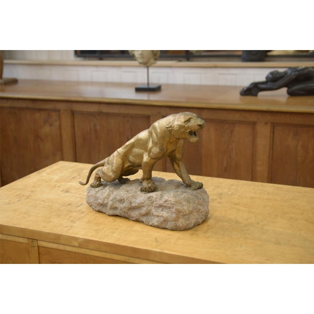 Thomas Cartier, Bronze Panther on a Stone Base, 1900, Bronze For Sale - Image 3 of 11
