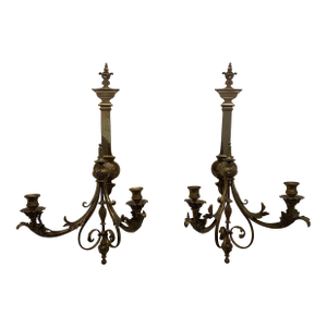 Antique French Wall Sconces Louis XVI 2 Candle Pair