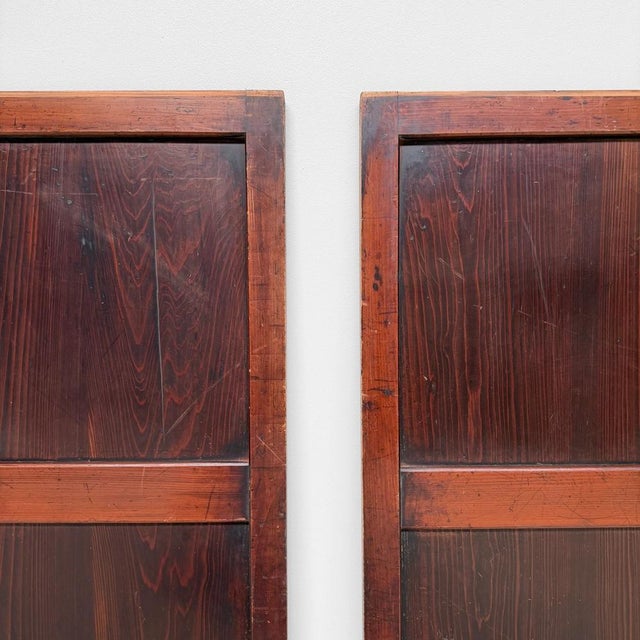Japanese Minimalist Wooden Door or Wall Panels, 1890s, Set of 2 For Sale - Image 4 of 9
