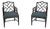 Pair of Ebonized Chinese Chippendale Faux Bamboo Dining Arm Chairs For Sale
