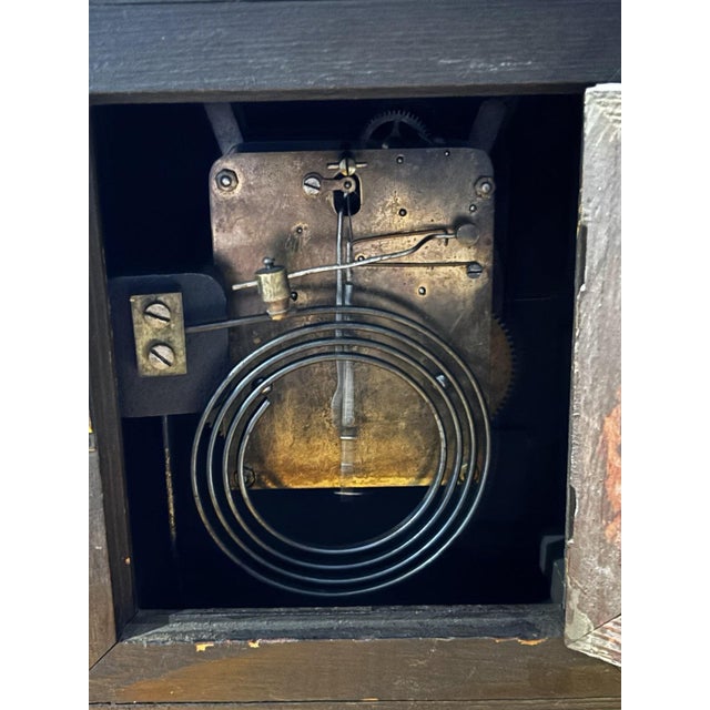 Victorian Chiming Mantle Clock with Key and Pendulum For Sale - Image 7 of 10