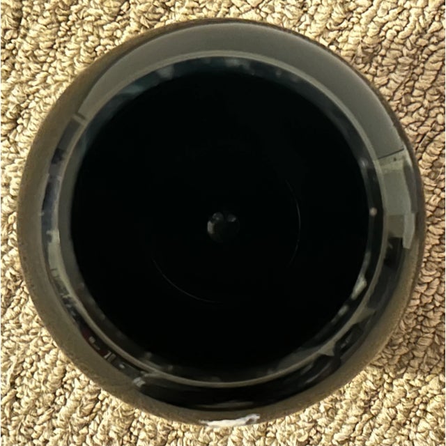 Vintage 1950’s American Westmoreland Mary Gregory Black Amethyst Glass Hand-Painted Woman Playing Harp Motif Baluster Vase For Sale In New Orleans - Image 6 of 8