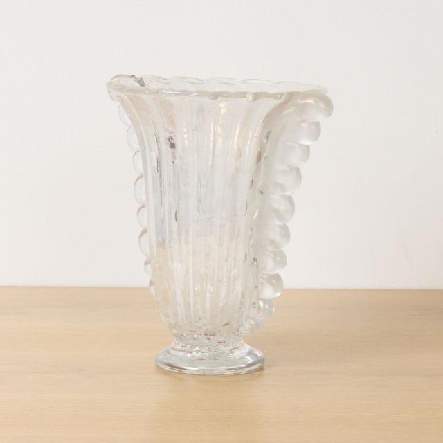1940s Italian Barovier Scalloped Glass Vase For Sale - Image 4 of 12