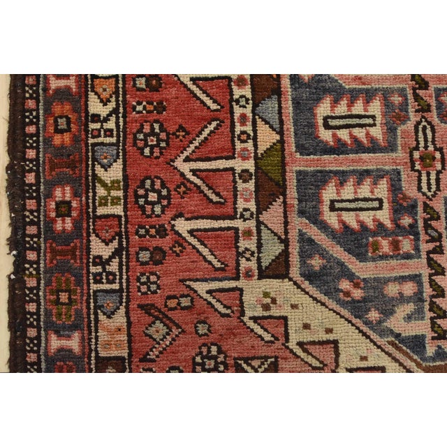 Karajeh Runner 3’2” X 10’2” Red Wool Semi-Antique Tribal Hand-Knotted Rug For Sale - Image 11 of 15