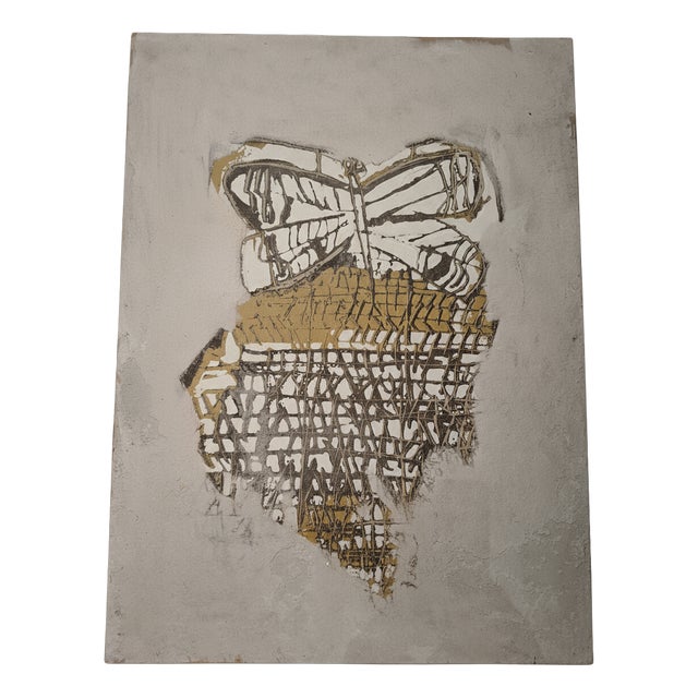 Giorgio Celiberti, White Butterfly, 1985, Fresco on Panel For Sale