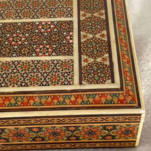 Middle Eastern Micro-Mosaic Marquetry Inlaid Trinket Box For Sale - Image 11 of 12