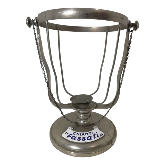 Vintage Chianti Flask Holder with Enamels from Fassati, Italy, 1950s For Sale