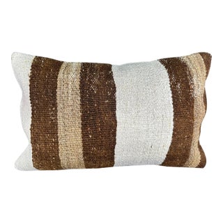 Turkish Hemp Pillow Cushion Natural Beige Brown Pillow Cushion Cover 16" x 24" For Sale